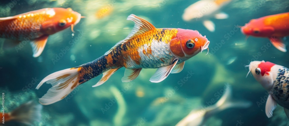 Fototapeta premium Colorful Koi Fish in Water