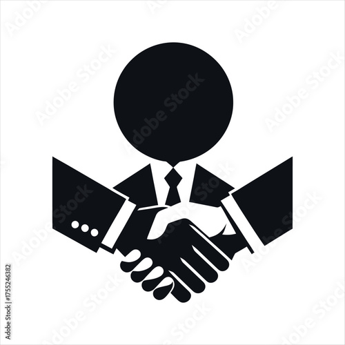 Handshake negotiation vector silhouette outline logo design concept illustration