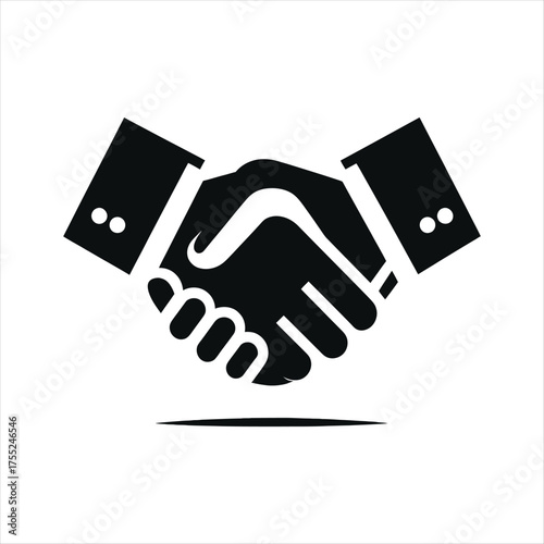 Handshake negotiation vector silhouette outline logo design concept illustration
