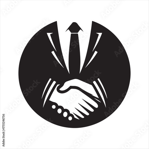 Handshake negotiation vector silhouette outline logo design concept illustration