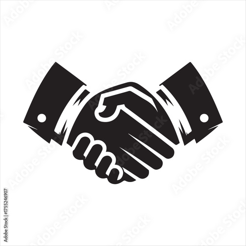 Handshake negotiation vector silhouette outline logo design concept illustration
