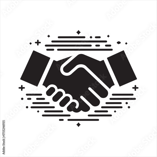Handshake negotiation vector silhouette outline logo design concept illustration