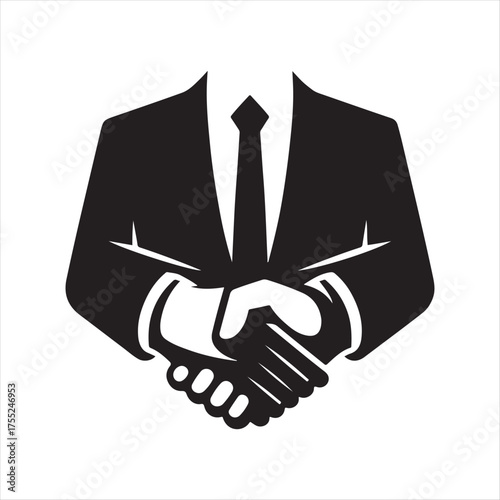 Handshake negotiation vector silhouette outline logo design concept illustration