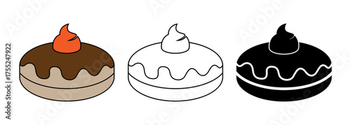 Sufganiyah icon set isolated on white background