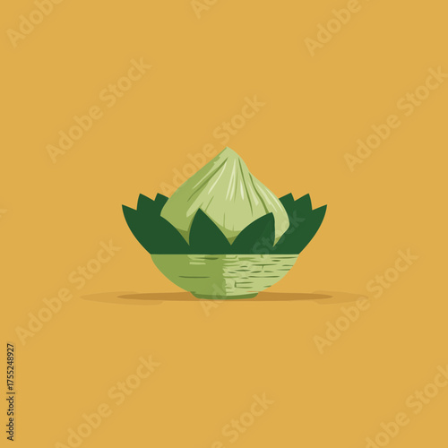 Traditional rice pouch ketupat icon