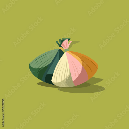 Ketupat rice dumpling art vector