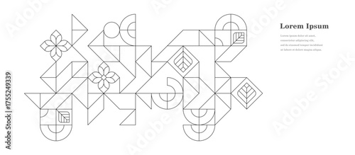 幾何学 抽象 サークル パターン 葉 レトロ 背景