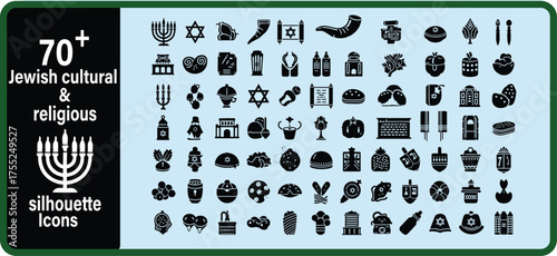Jewish Cultural and Religious Silhouette Icons Collection