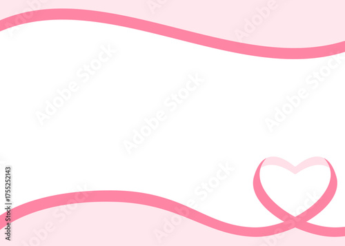 ハート型のリボンのデコレーションフレーム