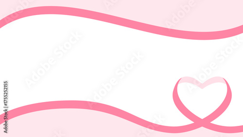 ハート型のリボンのデコレーションフレーム、16:9サイズ