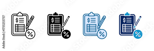 Tax Form Icon Set Multiple Style Collection