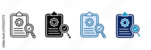 Audit Process Icon Set Multiple Style Collection