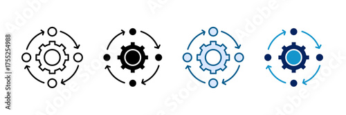 Work Sequence Icon Set Multiple Style Collection