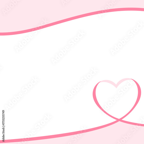 ハート型のリボンのデコレーションフレーム、正方形サイズ