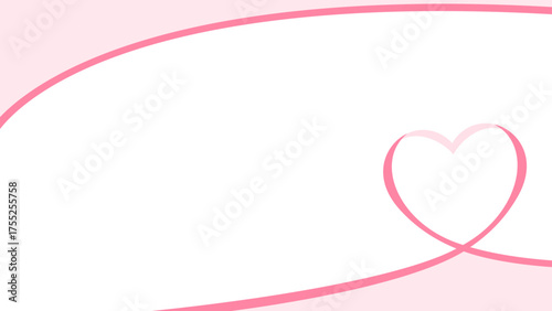 ハート型のリボンのデコレーションフレーム、16:9サイズ