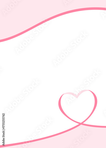 ハート型のリボンのデコレーションフレーム、縦向き