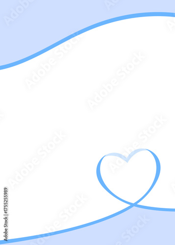 ハート型のリボンのデコレーションフレーム、縦向き