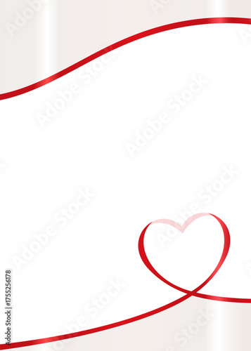 ハート型のリボンのデコレーションフレーム、縦向き