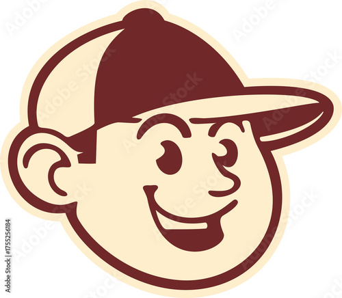 Cartoon Boy 5 Years Old Smiling Face Wearing A Baseball Cap With A Translucent Background Illustration