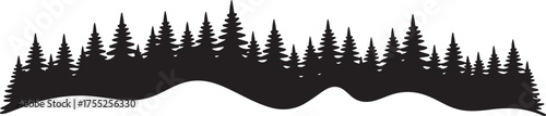 Silhouette of Pine Trees on a Hill