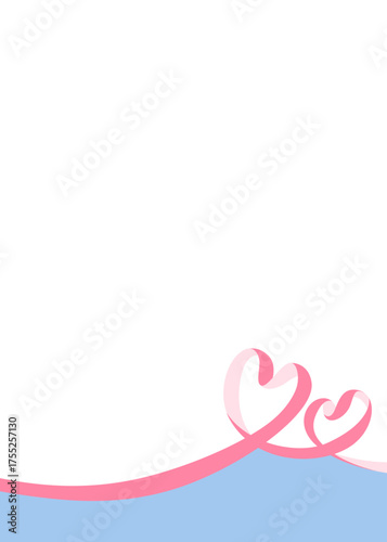 ハート型のリボンのデコレーションフレーム、縦向き