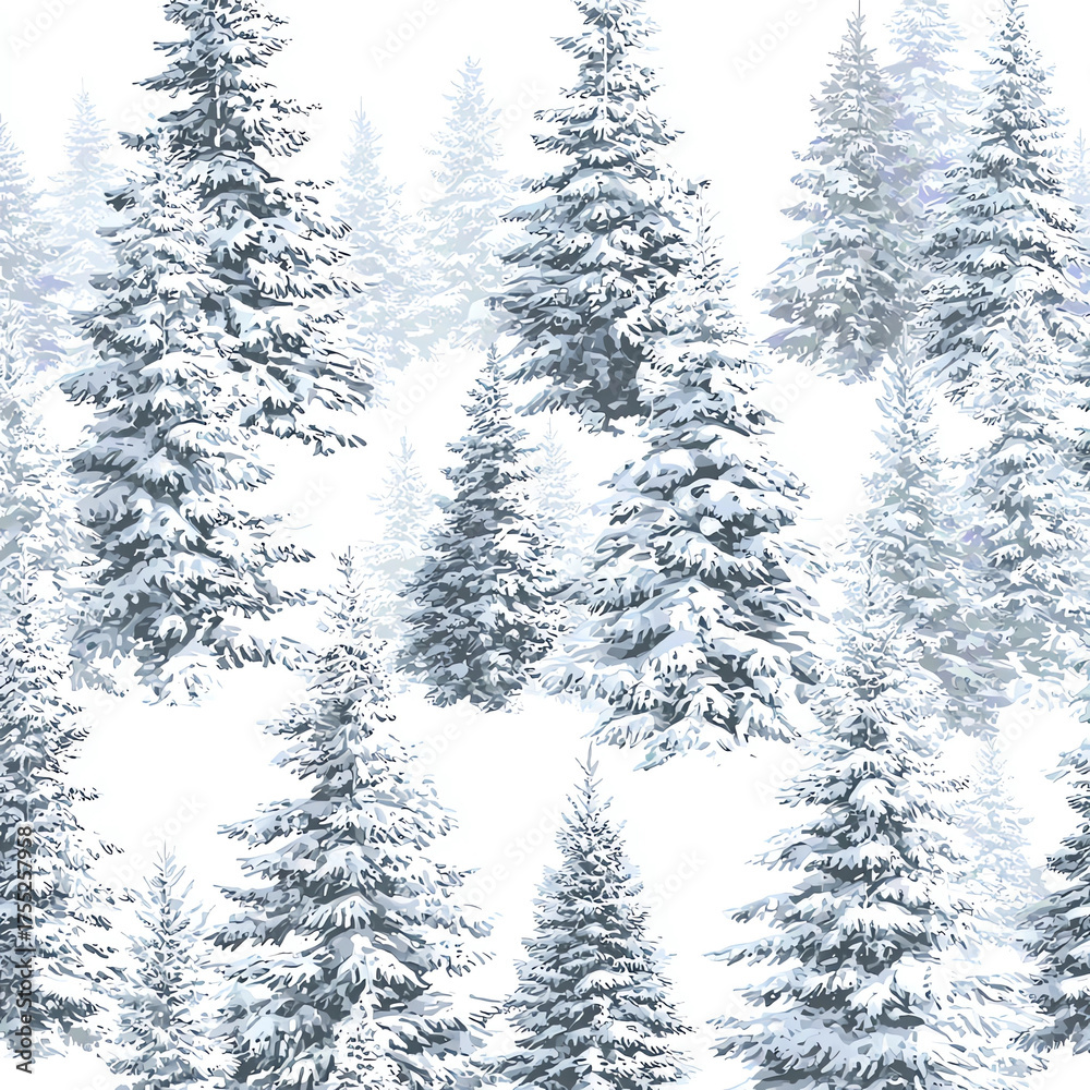Obraz premium A snowy forest with many trees