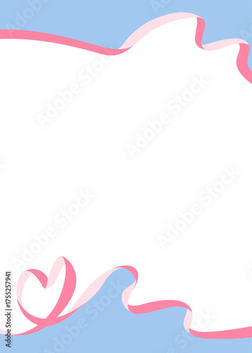 ハート型のリボンのデコレーションフレーム、縦向き