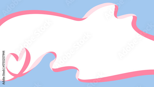 ハート型のリボンのデコレーションフレーム、16:9サイズ