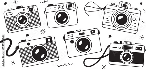 Silhouettes of Vintage and Modern Cameras