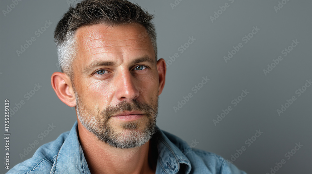 Fototapeta premium Middle Aged Man with a Sharp Modern Haircut