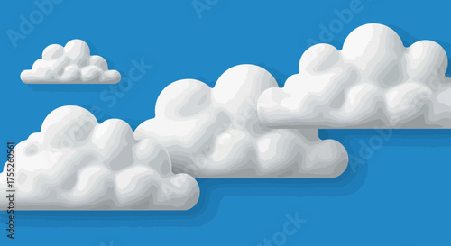 Vector illustration featuring cartoon style clouds in a serene blue sky backdrop