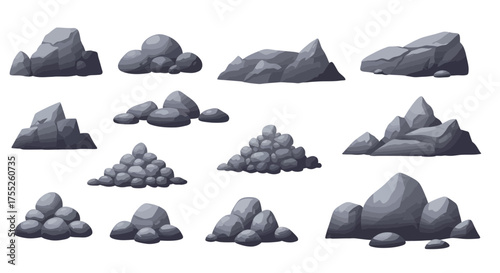 Diverse Collection of Cartoon Rocks for Game Development and Creative Projects
