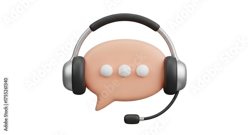 3D Icon of a Speech Bubble with Headphones and Microphone