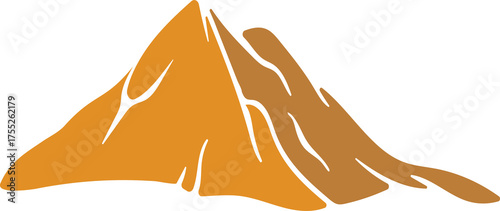 Stylized Mountain Peak Graphic In Warm Earthy Tones With Clean White Outline On Transparent Background