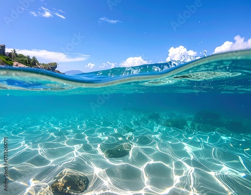Wallpaper Mural Underwater Paradise - Crystal Clear Ocean and Azure Sky. Torontodigital.ca