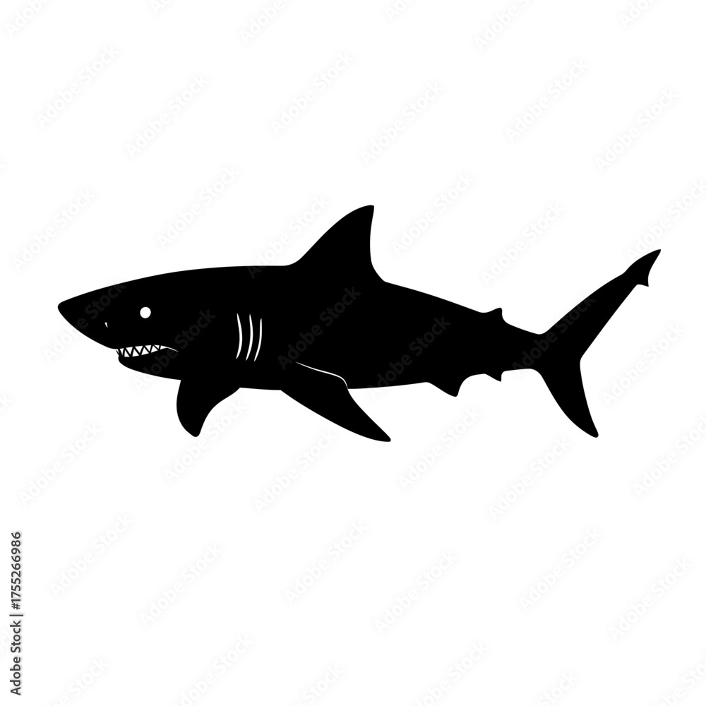Obraz premium Silhouette of a fierce shark swimming majestically ocean predator marine life aquatic creature