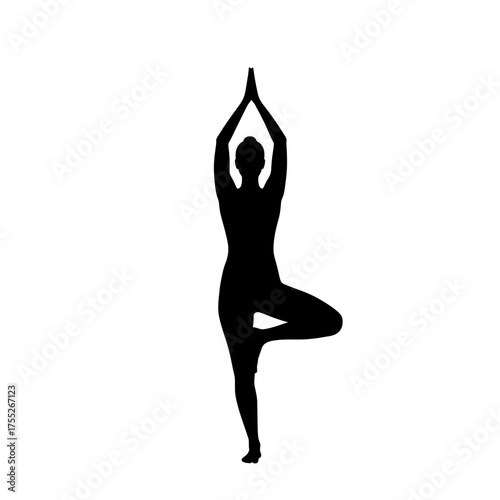 Silhouette of a person in tree pose a balancing yoga asana symbolizing strength and focus.