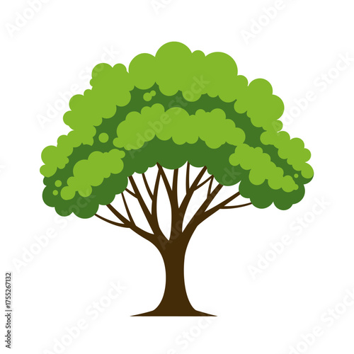 Vibrant green leafy tree with brown trunk symbolizing nature growth and life