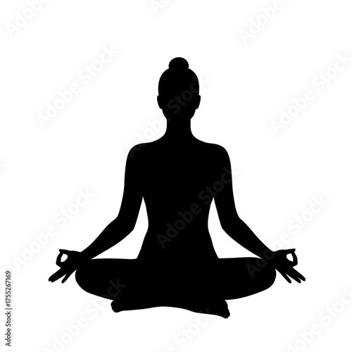 Serene woman silhouette meditating in lotus pose peaceful mind body spirit zen yoga