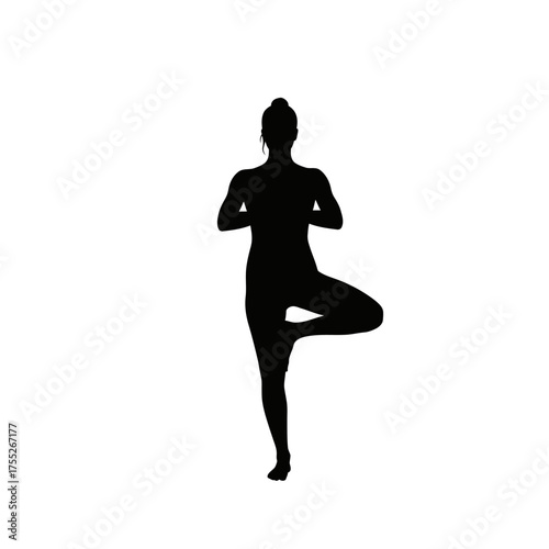 Serene silhouette of a person practicing yoga tree pose for mindfulness and balance
