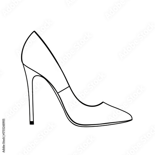 Elegant high heel shoe silhouette hand drawn sketch fashion footwear style