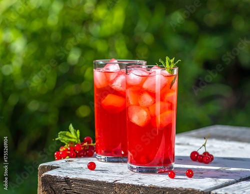 Wallpaper Mural Refreshing Red Currant Juice - A Summer Delight in Two Glasses. Torontodigital.ca