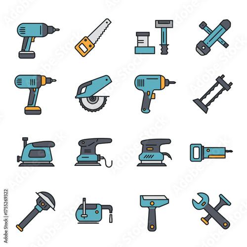 Collection of power tools and hand tools for diy and professional use