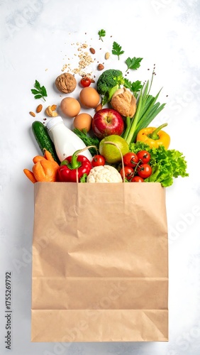 Wallpaper Mural Fresh Produce Overflowing from a Brown Paper Grocery Bag. Torontodigital.ca