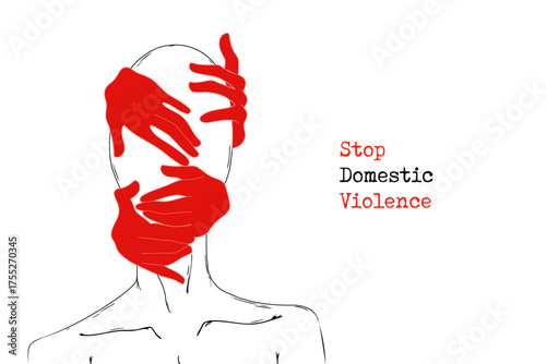 Stop, domestic violence, creative social issue, flat illustration, acknowledge domestic violence, aesthetic illustration, Concept of domestic abuse and sexual harassment, violence against women