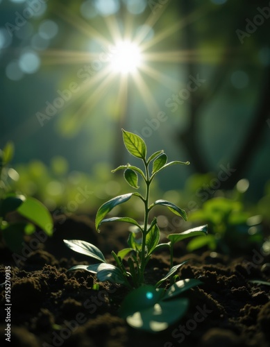 Plants on a computer chip bright light environmentally friendly computer technology cpu microchip digital processor