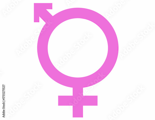 Pink symbol combining male and female gender symbols on white background