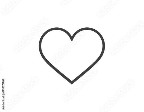 A simple outline of a heart symbol, filled with negative space, centered on a white background