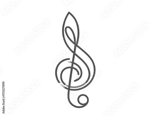 A simple, elegant illustration of a treble clef, rendered in a minimalist black outline style