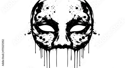 Grungy Ink Splatter Mask with Dripping Paint Effect.